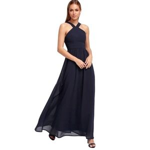 Lulus Air of Romance Navy Blue Maxi Dress Size Medium